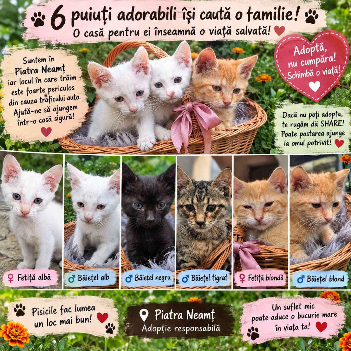 🐾 6 PISICUȚE ÎȘI CAUTĂ FAMILII! 🐾 📍 Piatra Neamț